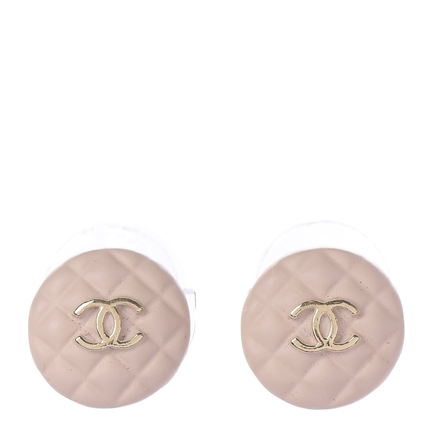 Chanel Enamel Quilted CC Clip On Earrings Gold 1 of 4