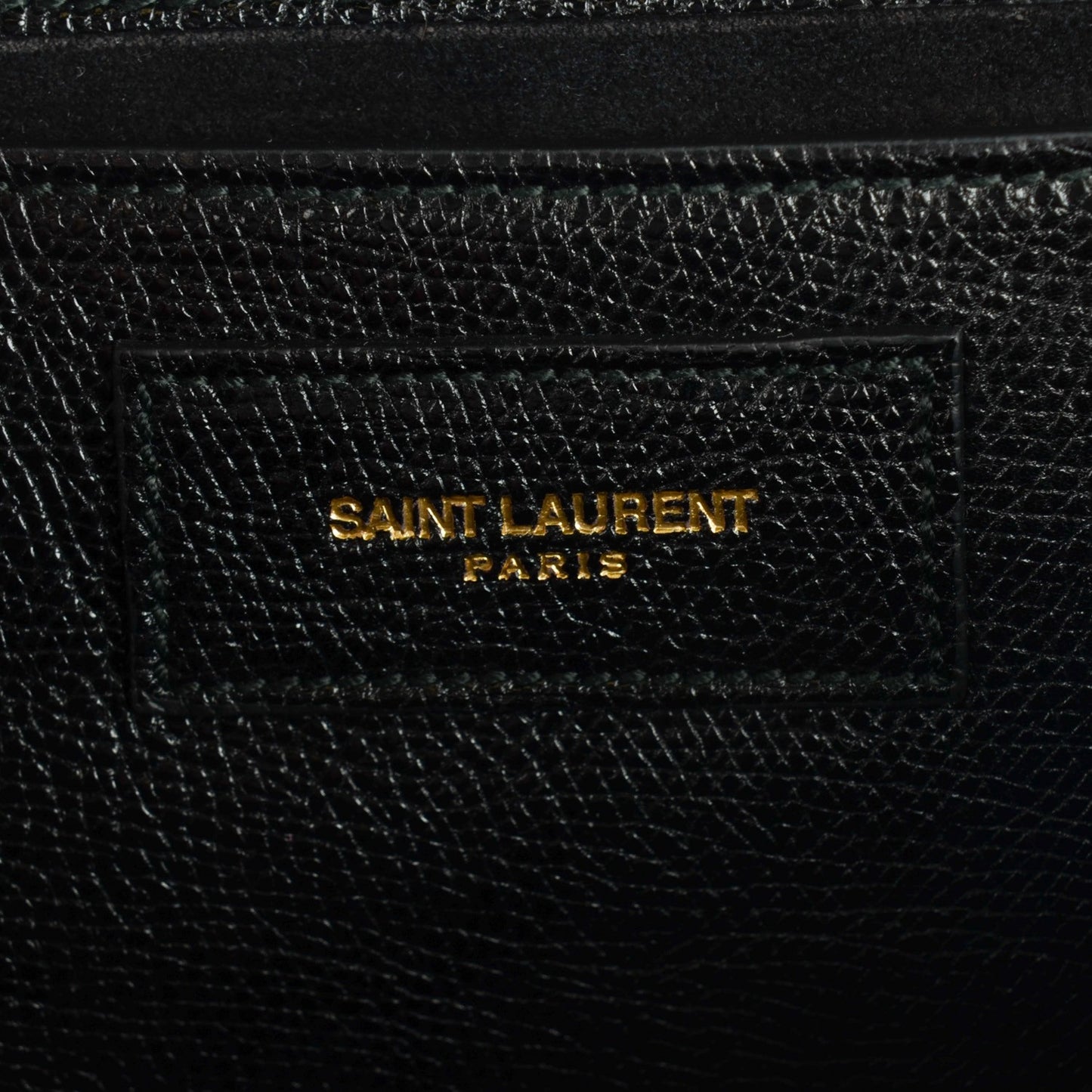 Glossy Grained Calfskin Lutetia Flap Clutch Black
