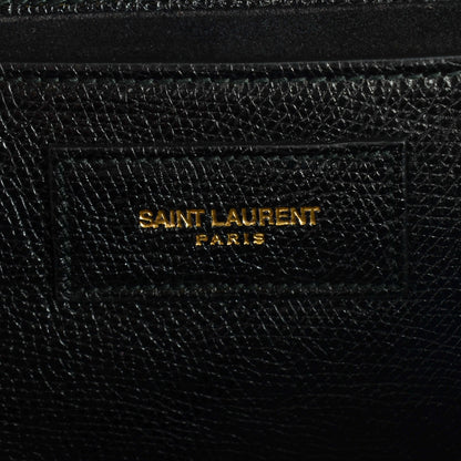 Saint Laurent Glossy Grained Calfskin Lutetia Flap Clutch Black 6 of 8