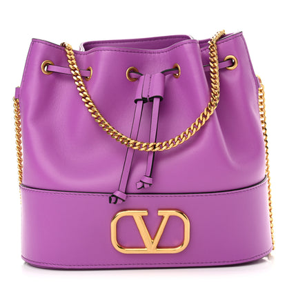Valentino Garavani Nappa Mini VLogo Signature Chain Bucket Bag Vivid Violet 1 of 9
