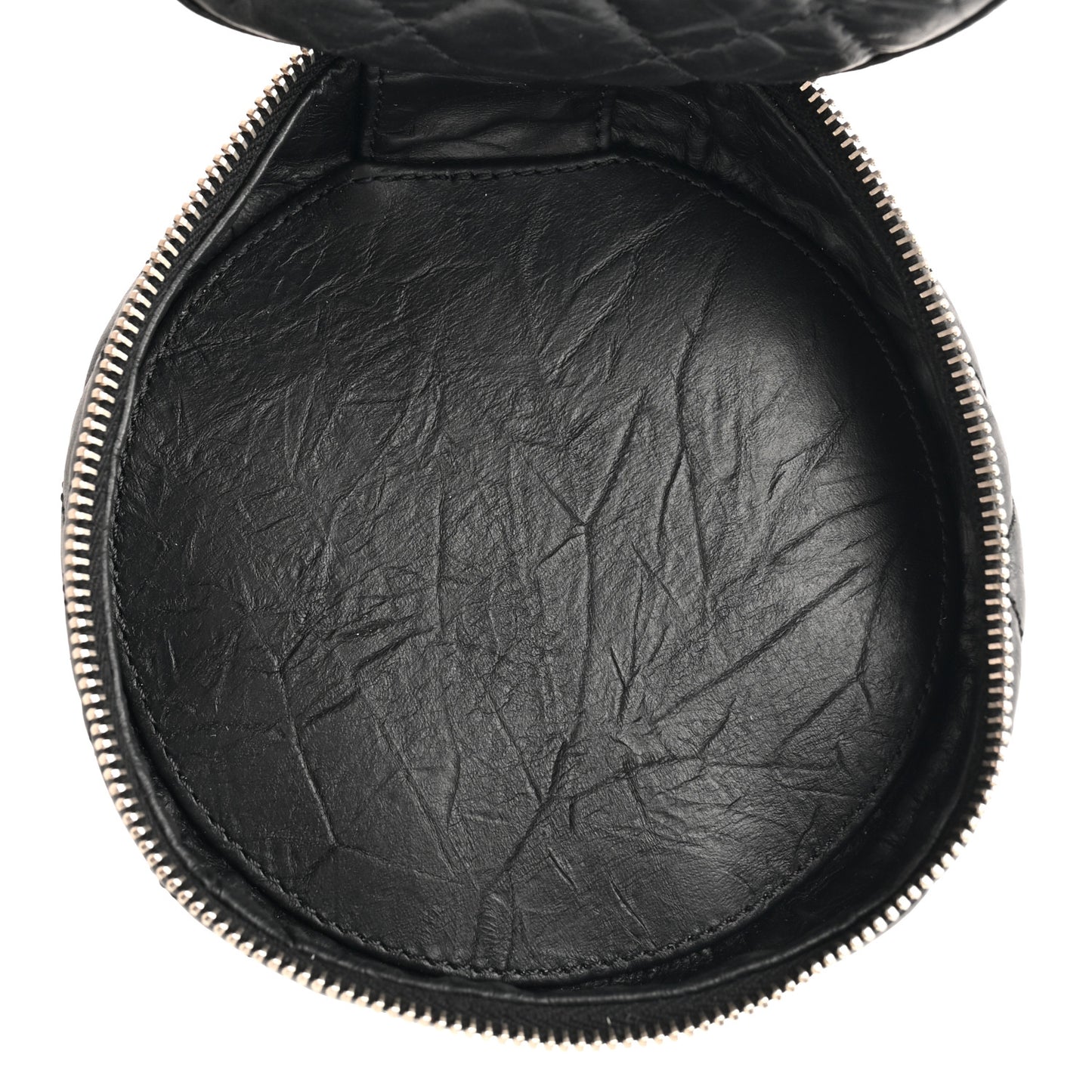 Aged Calfskin Quilted Belt Waist Bag  Black
