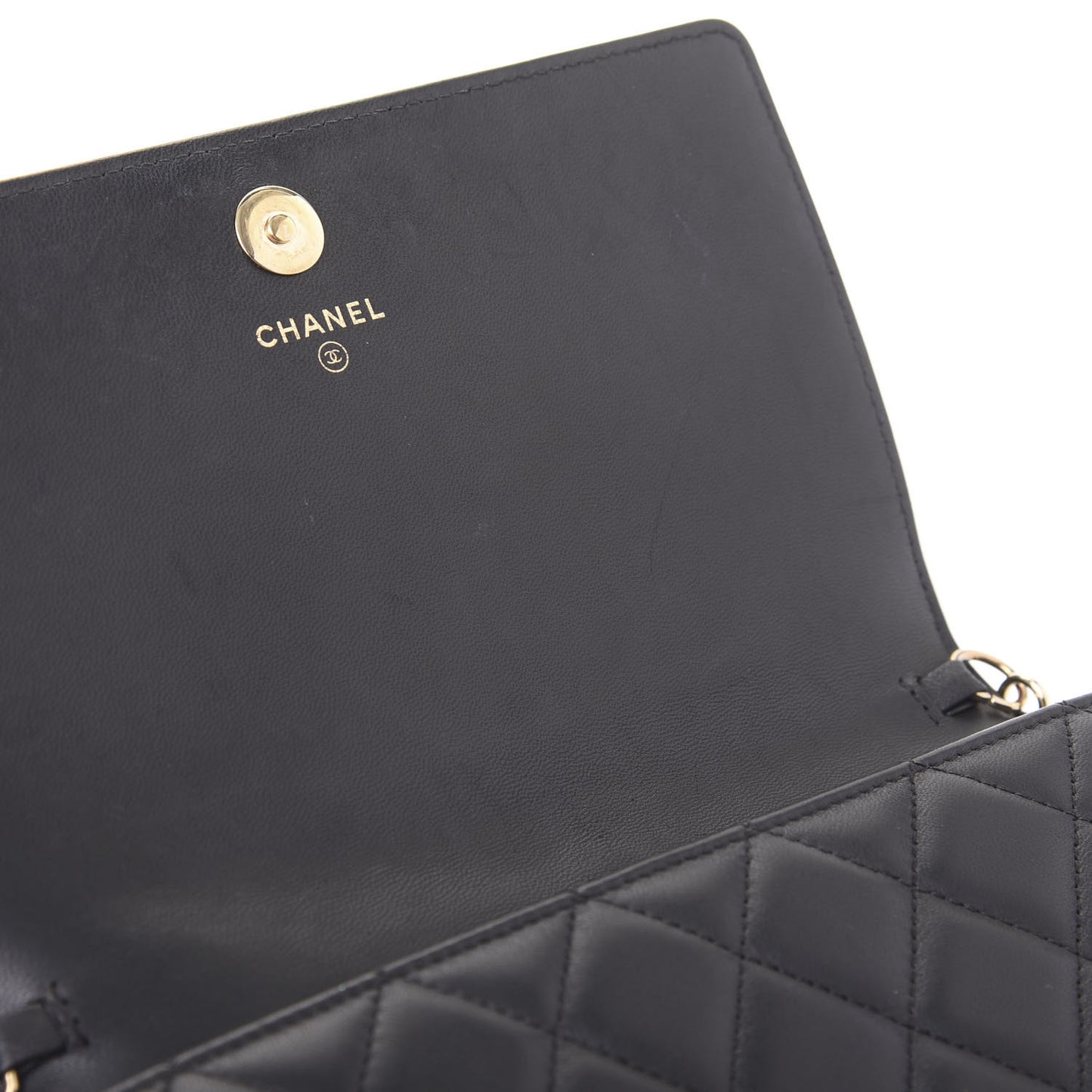 Lambskin Quilted Boy Wallet On Chain WOC Black