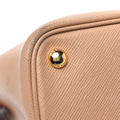 Prada Saffiano Cuir Medium Double Bag Noisette Papaya 32 of 47