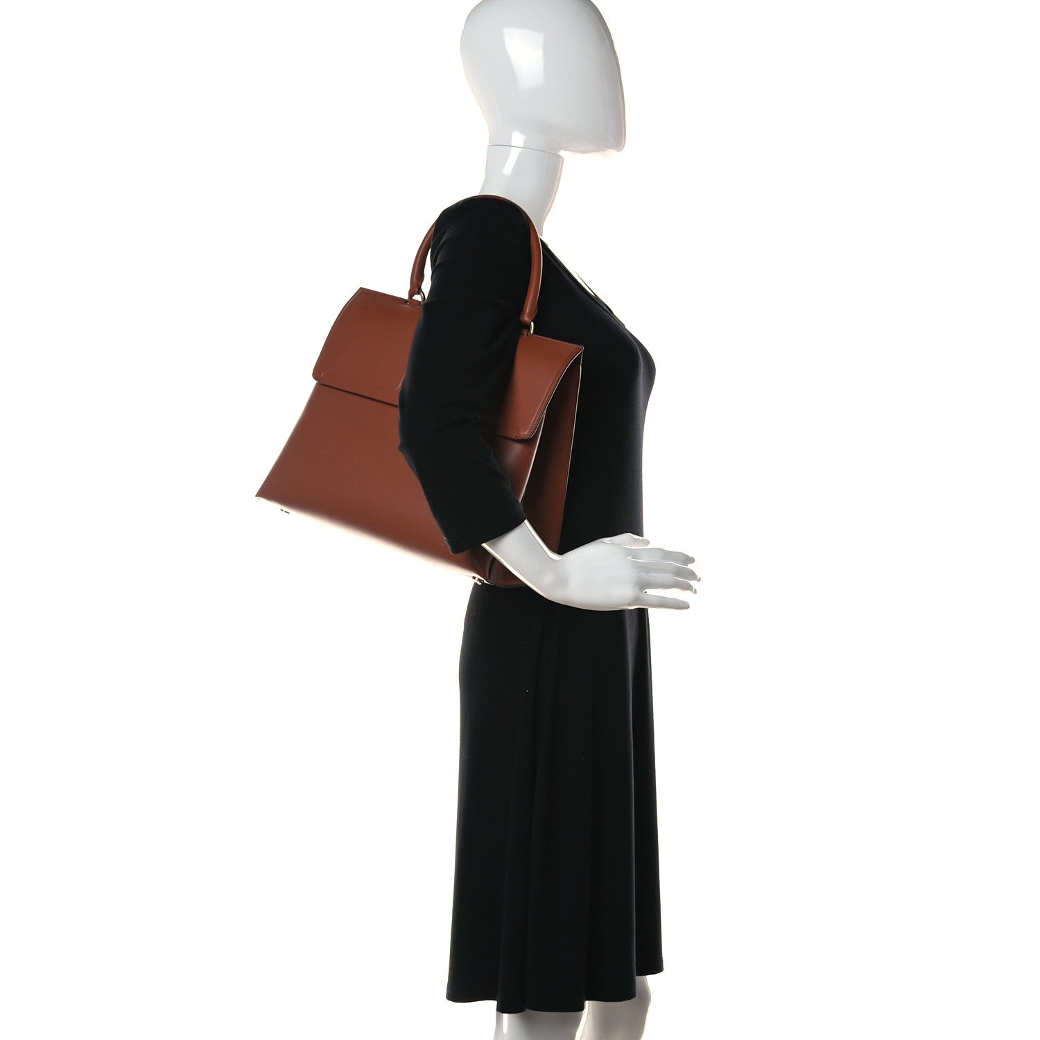 Salvatore Ferragamo Calfskin Trifolio Top Handle Bag Siena Tan 2 of 12
