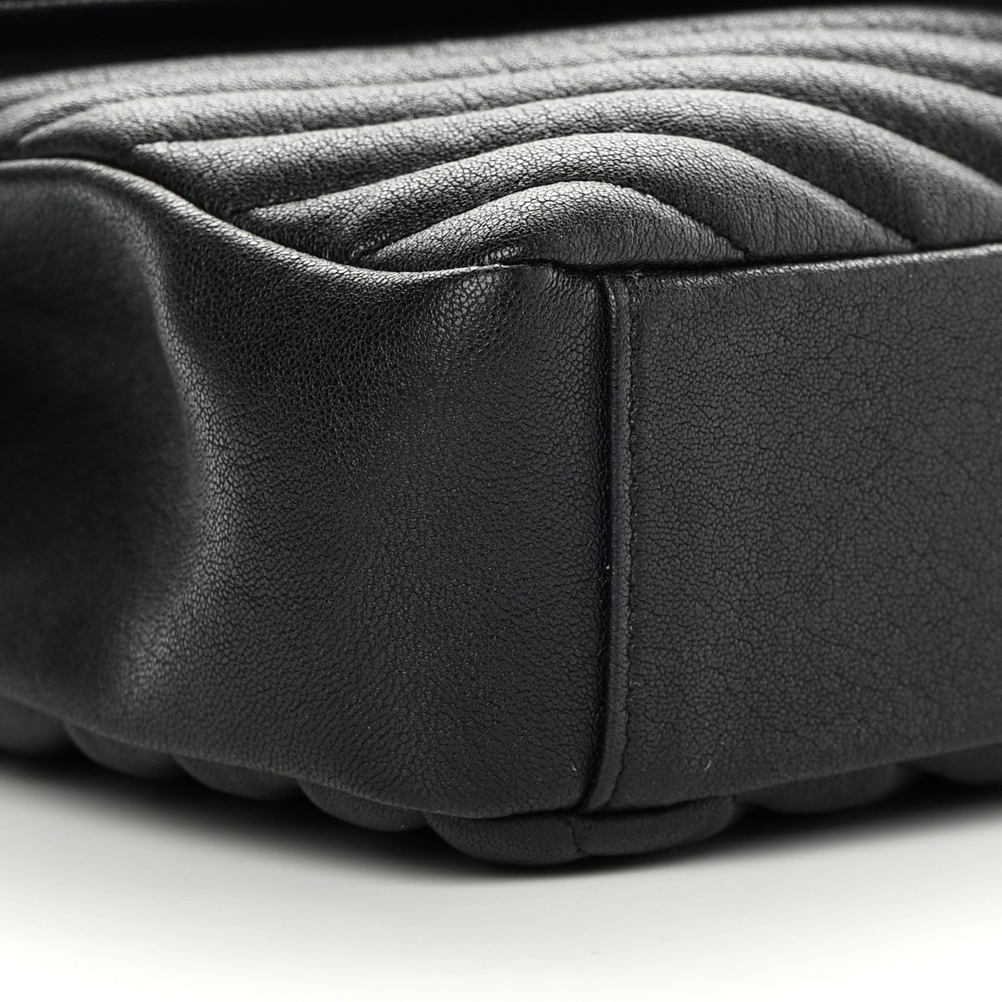 Sheepskin Matelasse Chevron Monogram Medium College Bag Black