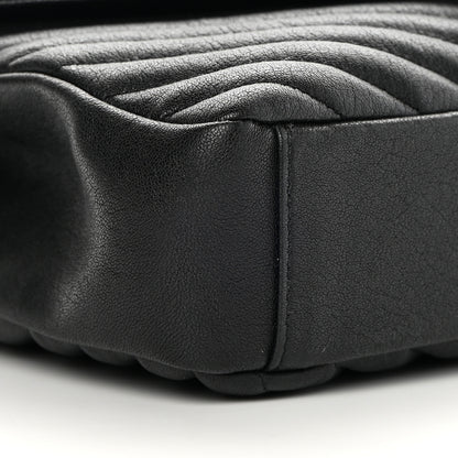 Saint Laurent Sheepskin Matelasse Chevron Monogram Medium College Bag Black 9 of 10