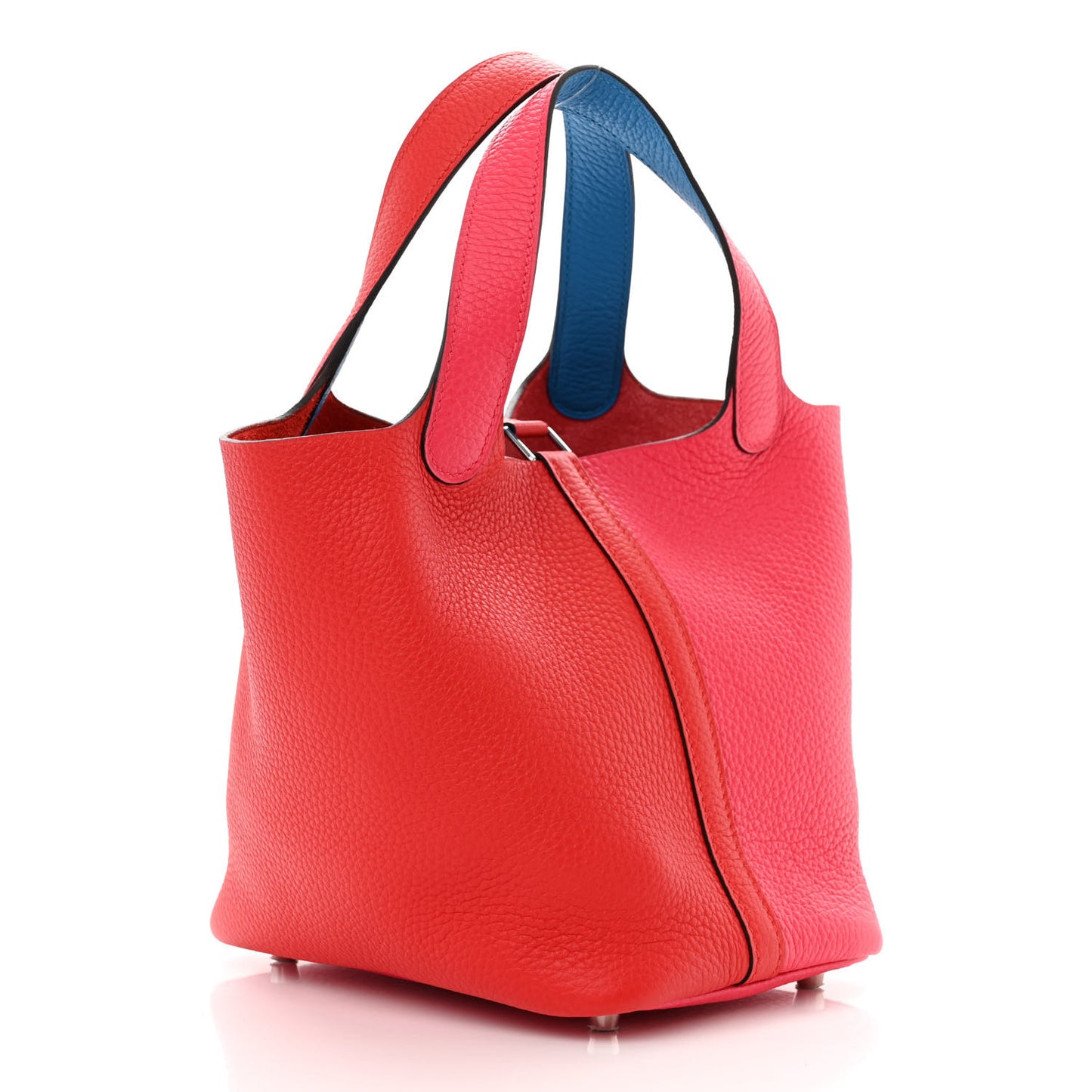 Taurillon Clemence Tri-Color Picotin Lock 18 PM Rouge Coeur Rose Extreme Bleu Zanzibar
