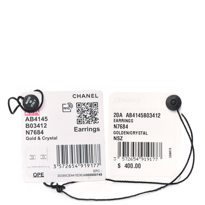 Chanel Baguette Crystal High Society CC Earrings Gold 5 of 5