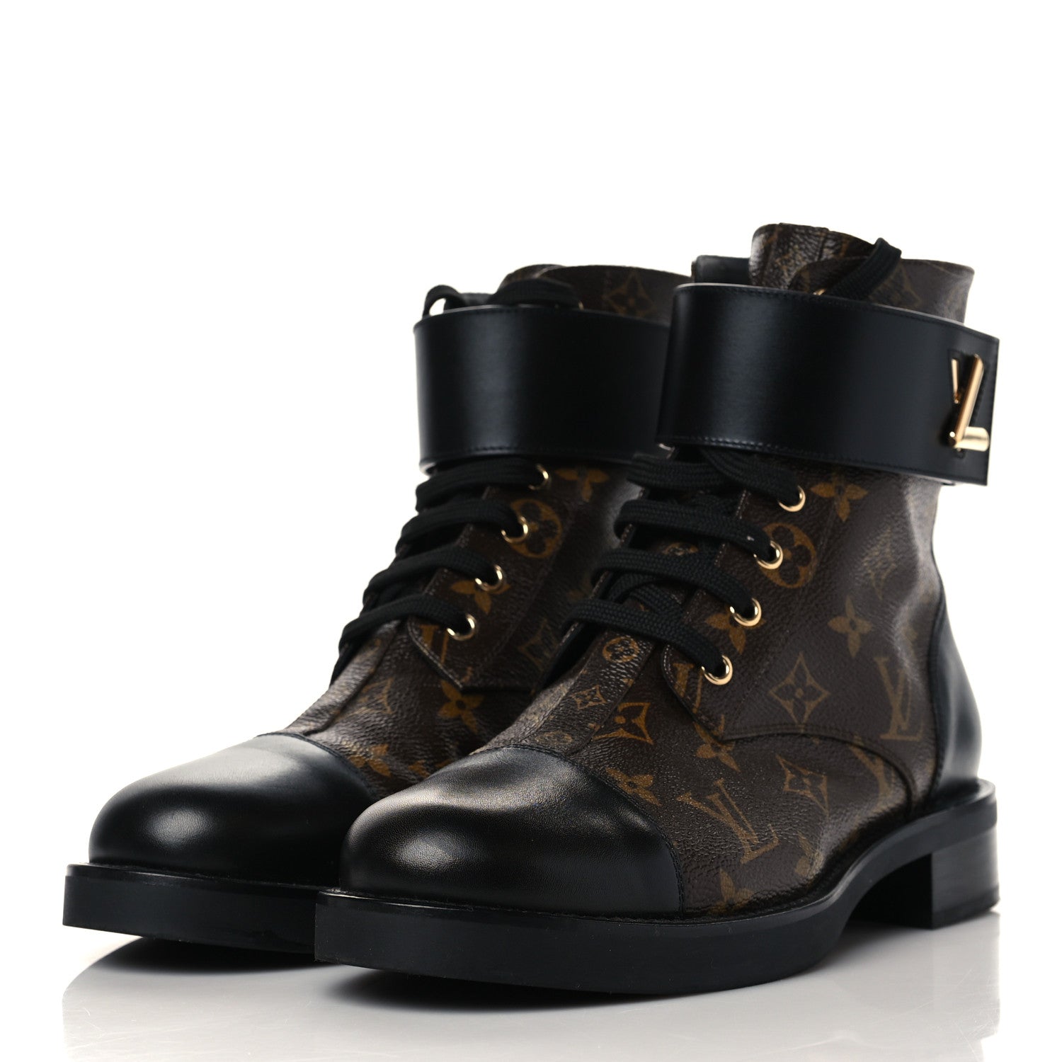 Louis Vuitton Calfskin Monogram Wonderland Flat Ranger Boots 41 Black 3 of 8