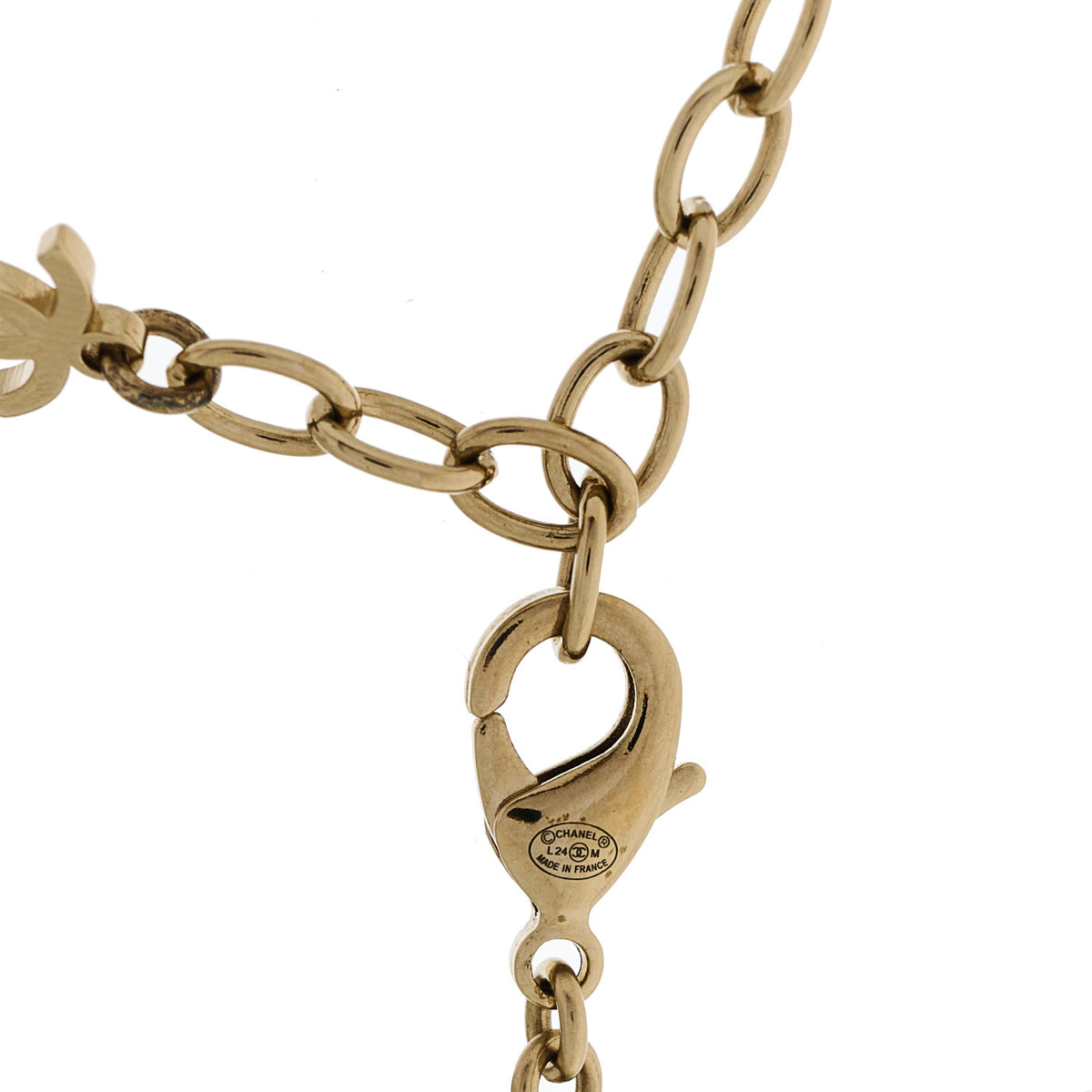 Crystal CC Pendant Necklace Gold