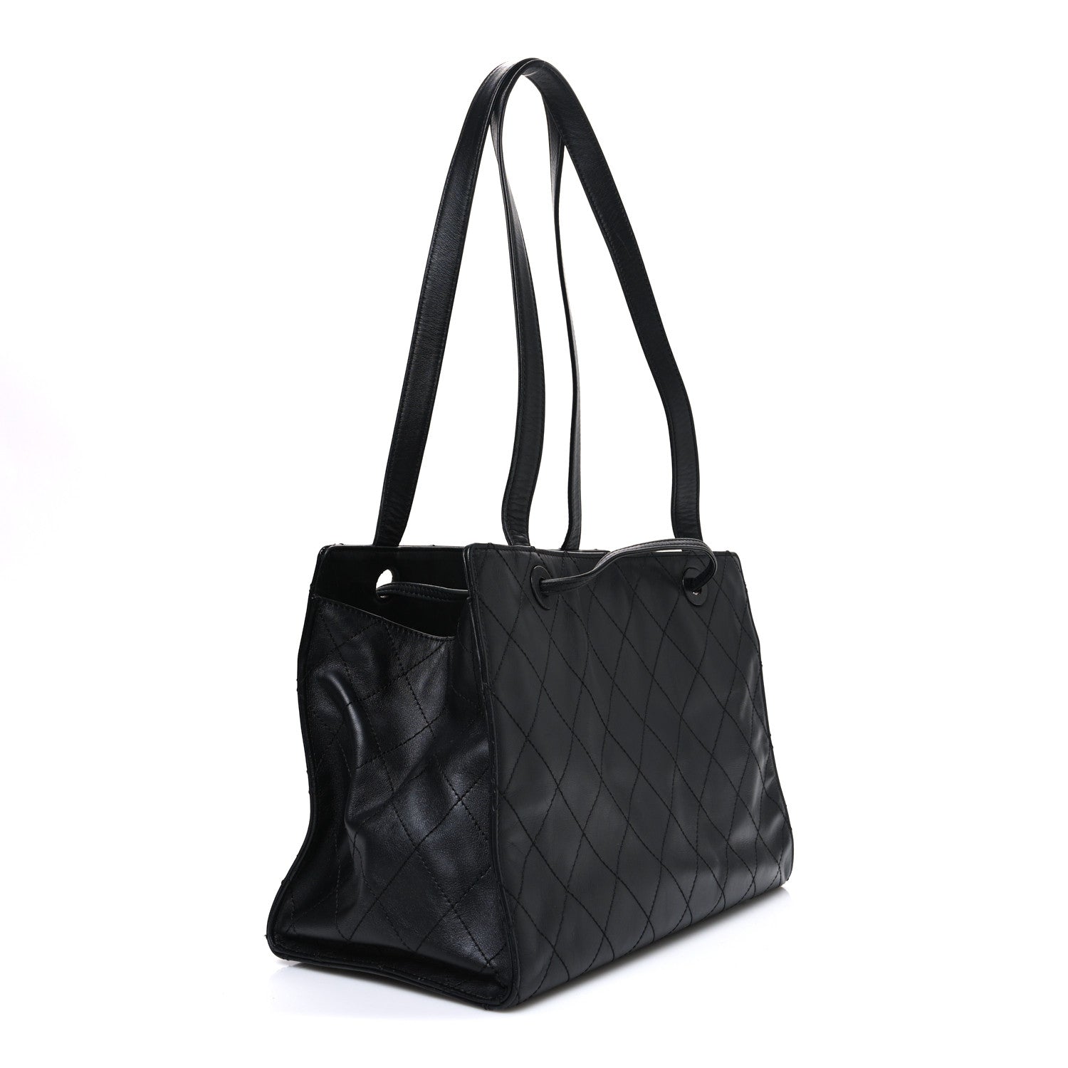 Chanel Lambskin Diamond Stitched Shoulder Bag Black 2 of 10