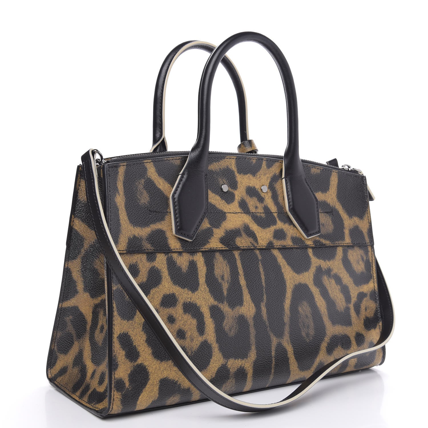 Louis Vuitton Canvas Calfskin Wild Animal Print City Steamer EW Marron 5 of 11
