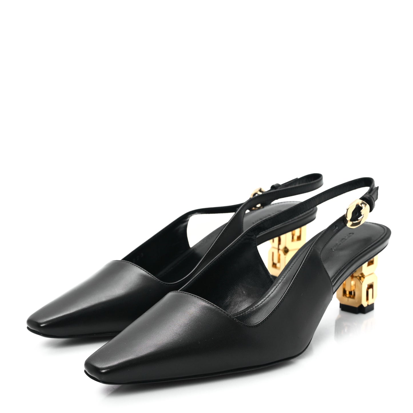 Calfskin G Cube 50mm Slingback Pumps 37 Black