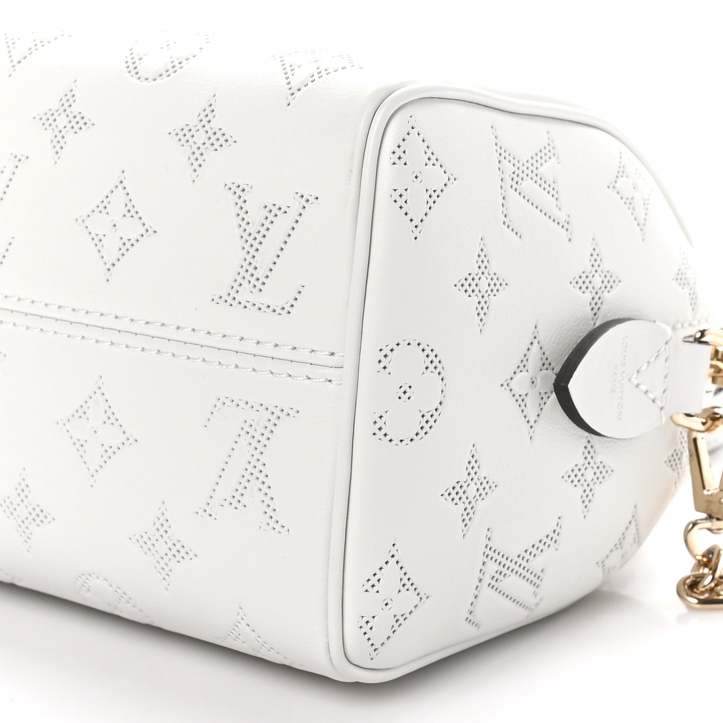 Monogram Embossed Calfskin Speedy Bandouliere 20 White Blanc