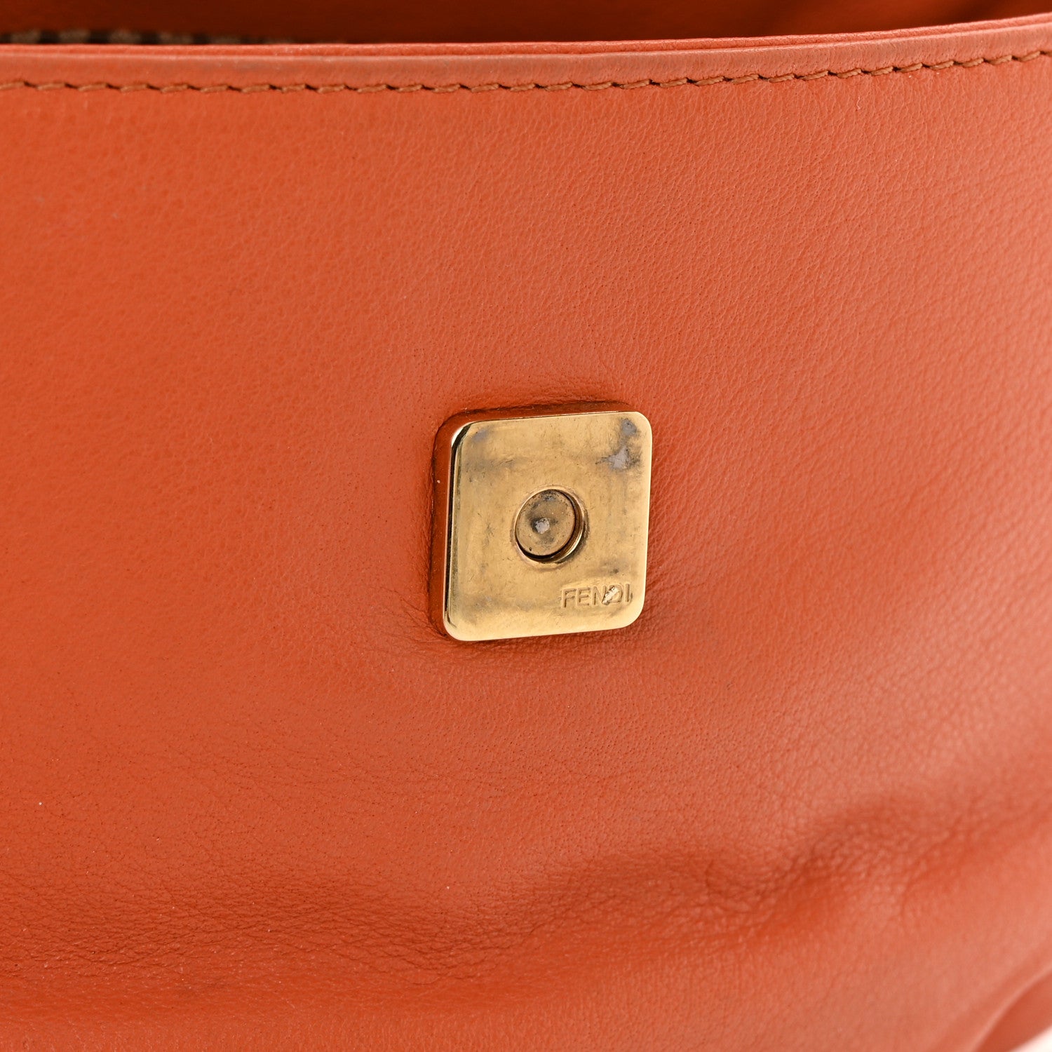 Fendi Vitello Flamingo Fendista Pouchette Crossbody Arancio 17 of 22