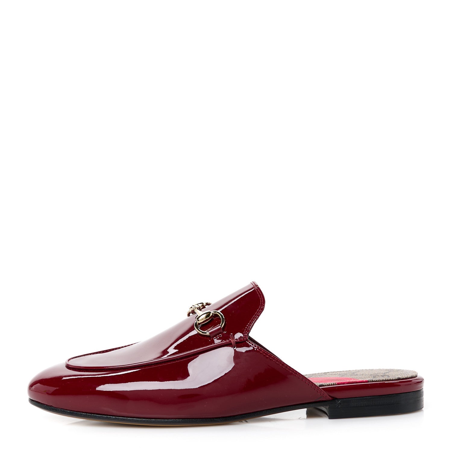 Gucci Patent Womens Princetown Slippers 37.5 Rosso Ancora 1 of 9