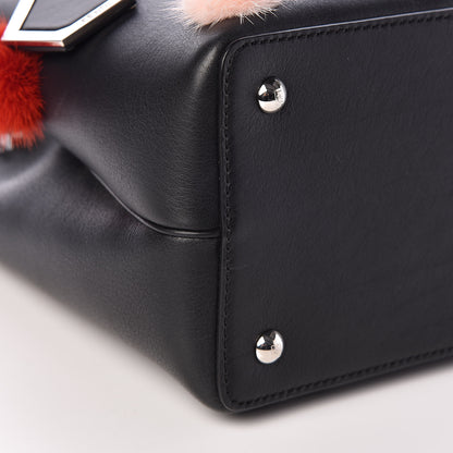 Fendi Vitello Dolce Mink Fur Pom Pom Petite 2Jours Tote Black Multicolor 7 of 12