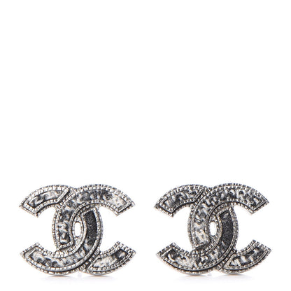 Chanel Ruthenium Tweed CC Earrings Grey 1 of 5