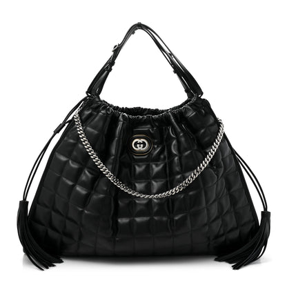 Gucci Calfskin Quilted Large Deco Tote Bag Black 1 of 12