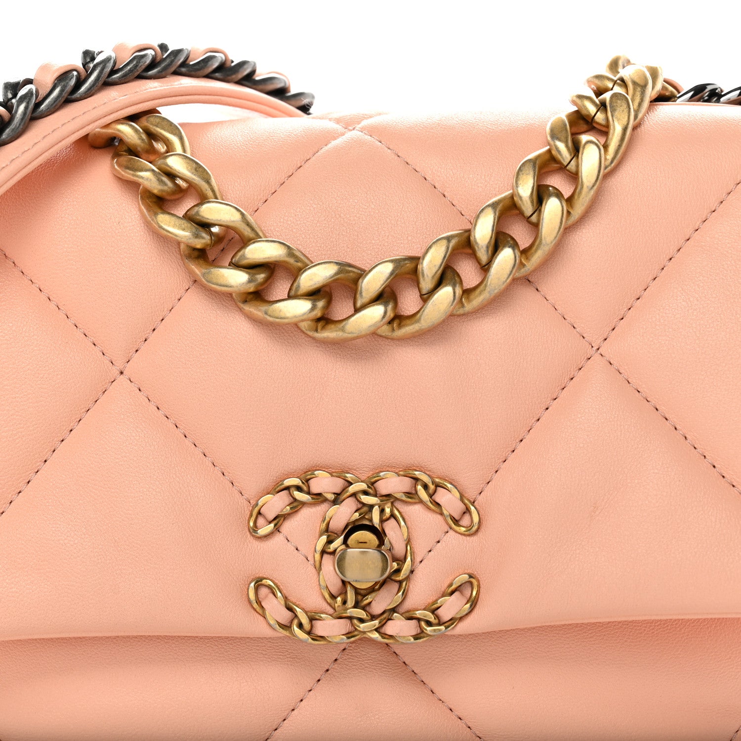 Chanel Goatskin Quilted Medium Chanel 19 Flap Light Pink 8 of 10