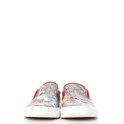 Gucci GG Supreme Monogram Tian Mens Dublin Slip On Sneakers 10 Beige Multicolor Red 2 of 10