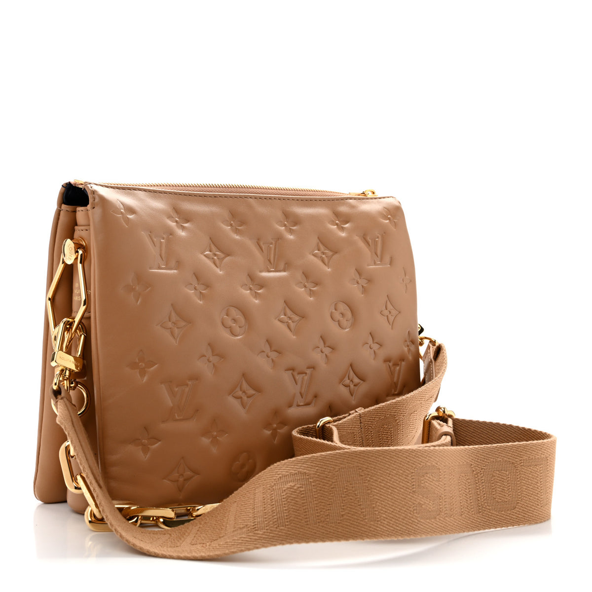 Louis Vuitton Lambskin Embossed Monogram Coussin PM Camel 3 of 12