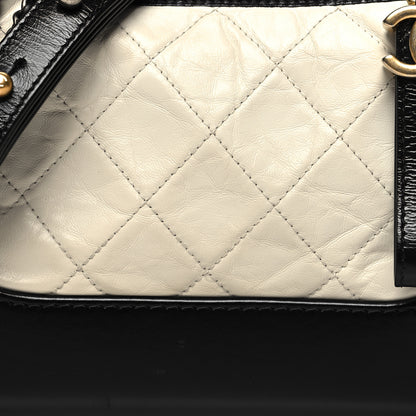 Chanel Aged Calfskin Quilted Small Gabrielle Hobo Black White 8 of 10