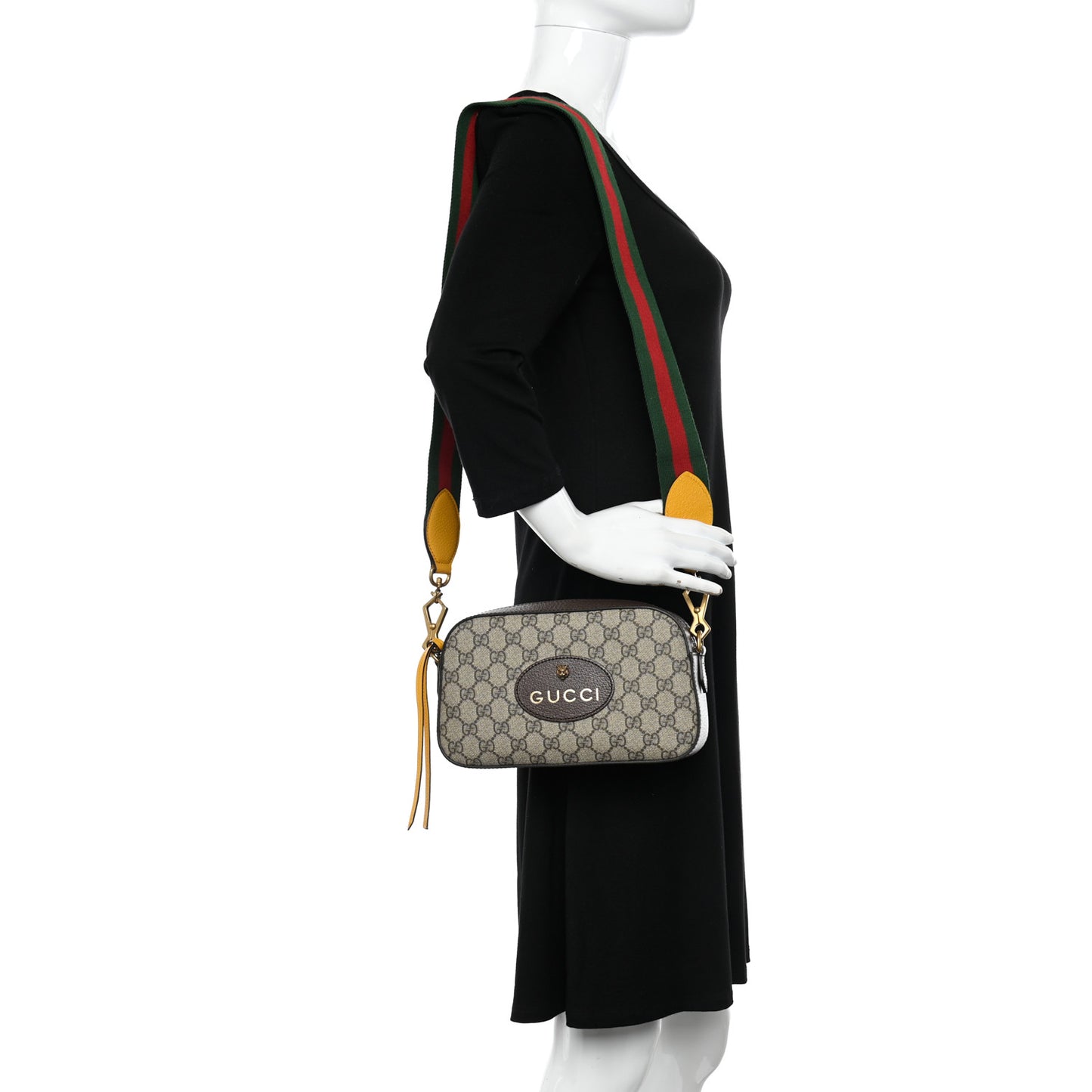 GG Supreme Monogram Web Neo Vintage Shoulder Bag Beige New Acero Crop