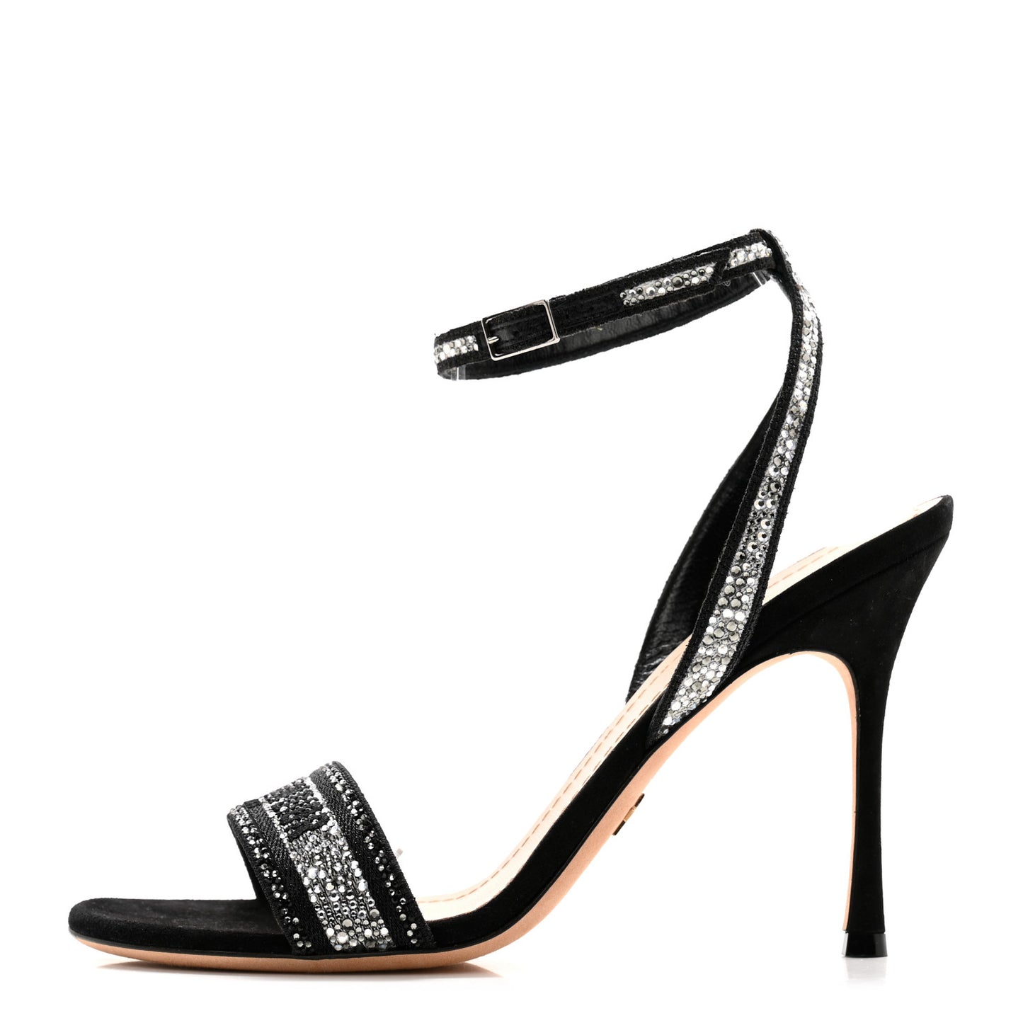Cotton Strass Embroidered Dway Heeled Sandals 40 Black Silver