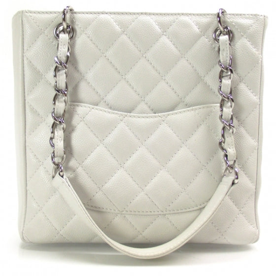 Chanel Caviar Petit Shopping Tote PST White 3 of 10