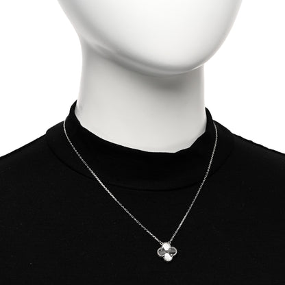 Van Cleef & Arpels 18K White Gold Guilloche Vintage Alhambra Pendant Necklace 2 of 6