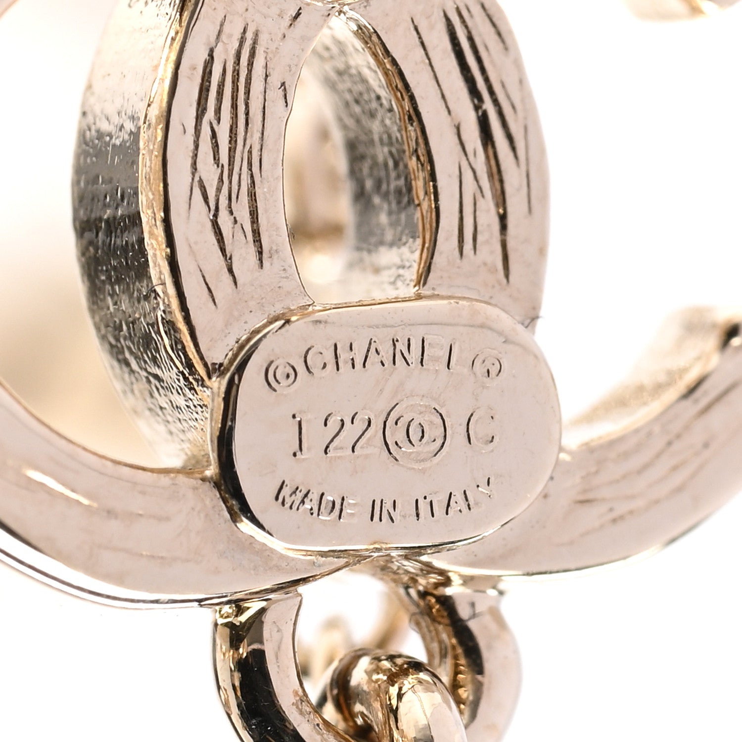 Chanel Metal Crystal CC Chain Cuff Earrings Gold 4 of 4