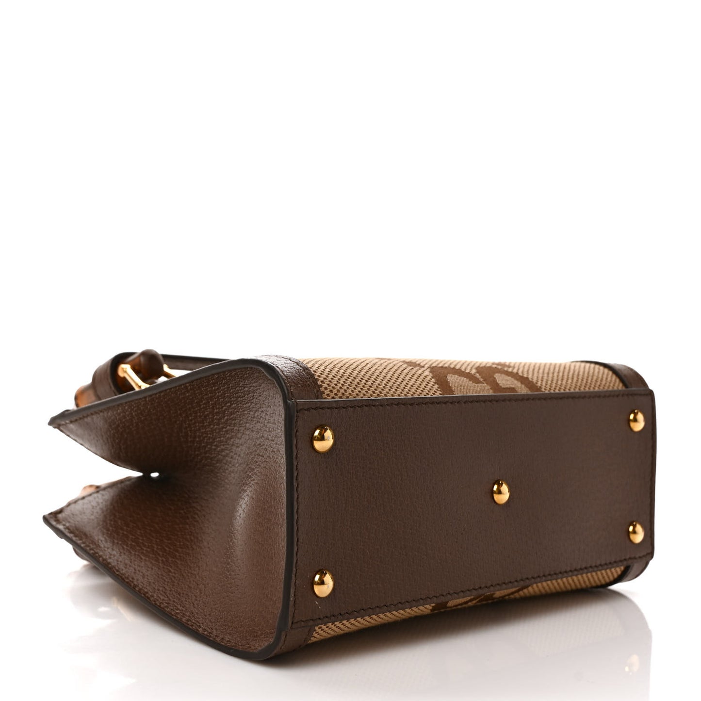 Monogram Jumbo GG Textured Dollar Calfskin Mini Diana Tote Bag Camel Ebony New Acero