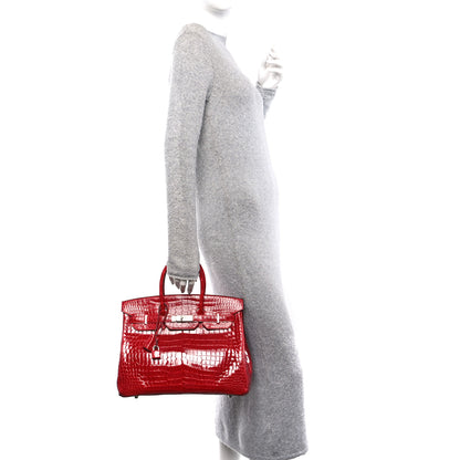 Hermes Shiny Porosus Crocodile Birkin 35 Braise 2 of 13