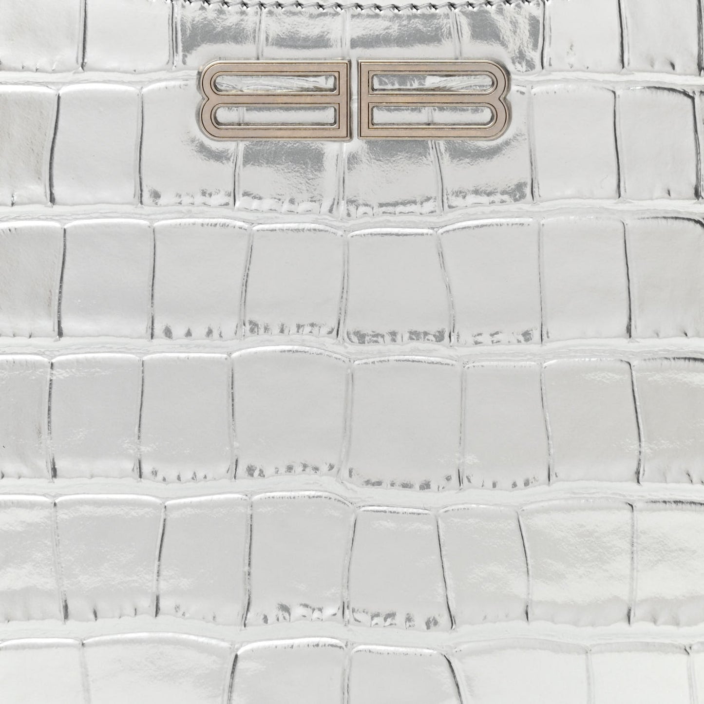 Metallic Super Supple Calfskin Crocodile Embossed Small XX Bag Silver