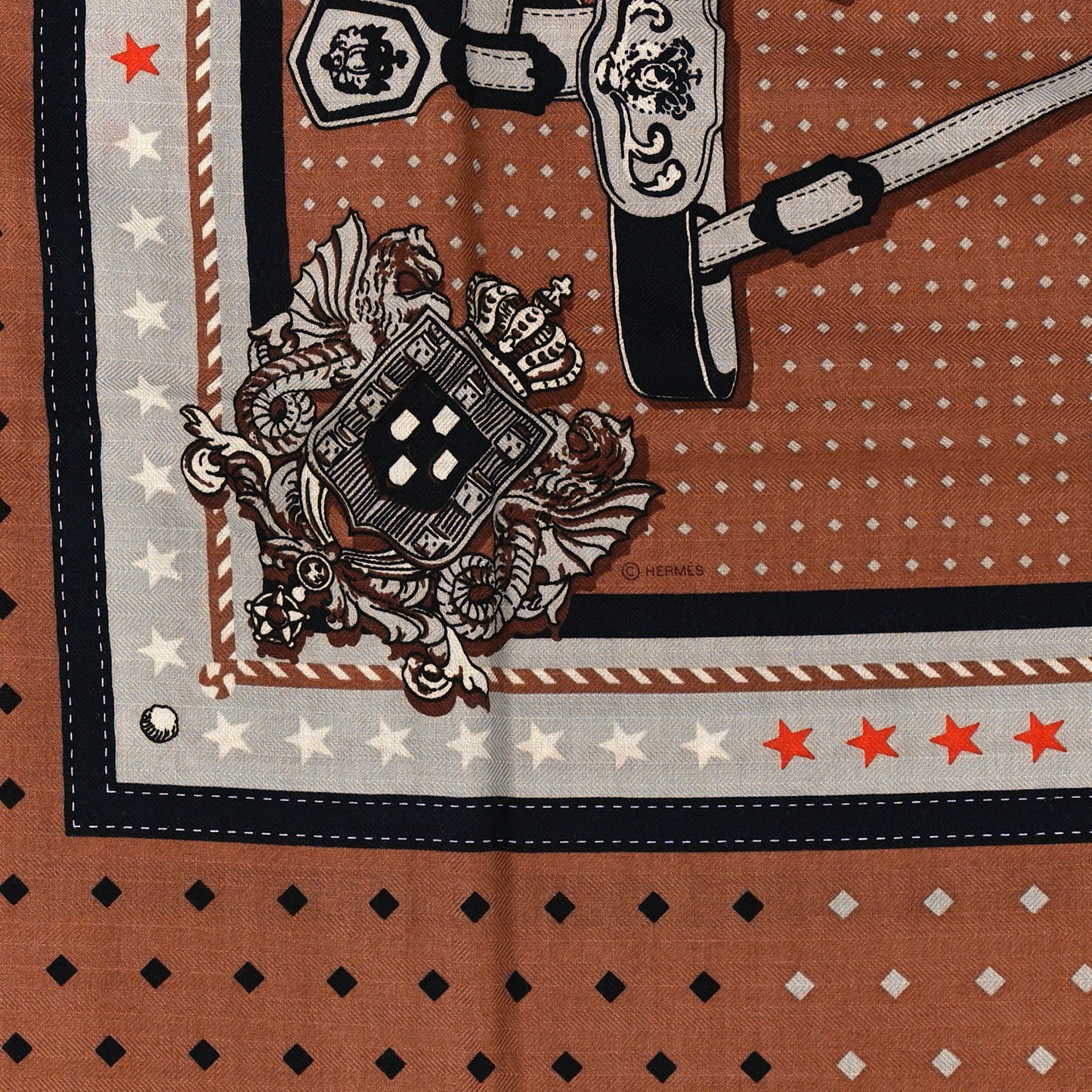 Silk Harnais De Cour Bandana Shawl 140 Noisette Gris Perle