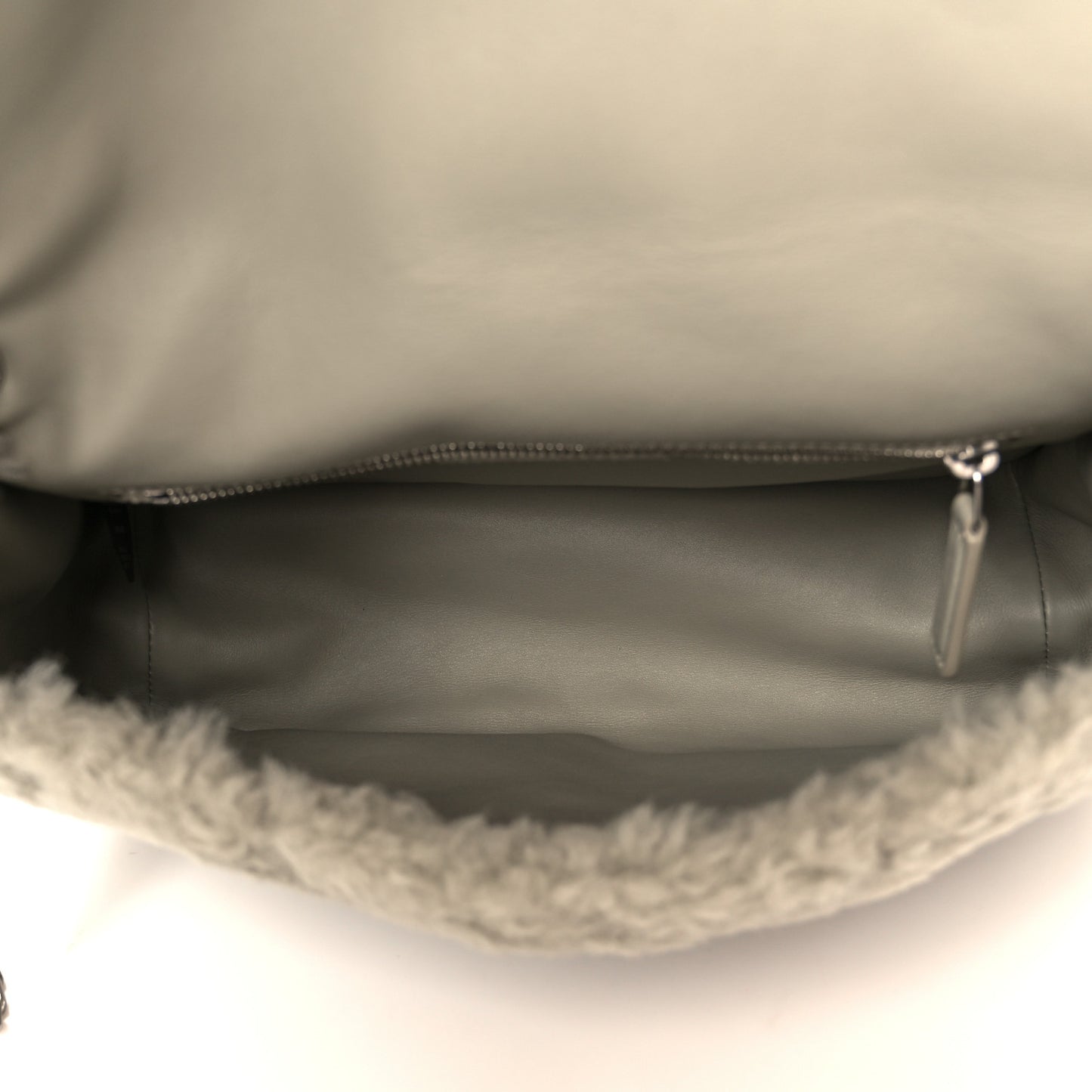 Calfskin Shearling Monogram Medium Niki Chain Satchel Grey