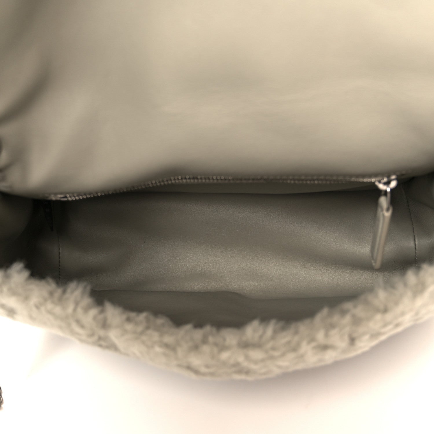 Saint Laurent Calfskin Shearling Monogram Medium Niki Chain Satchel Grey 5 of 11
