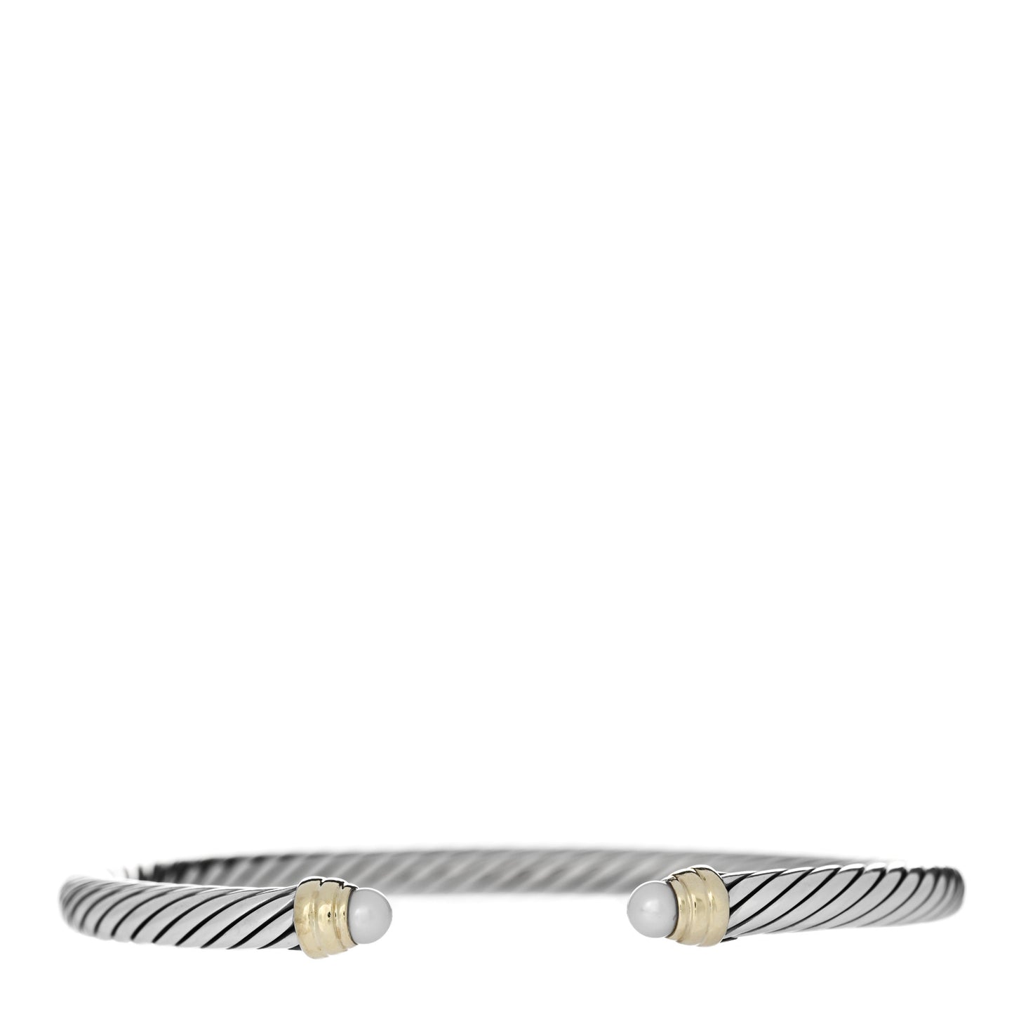 Sterling Silver 14K Yellow Gold Pearl 5mm Cable Classics Petite Color Bracelet