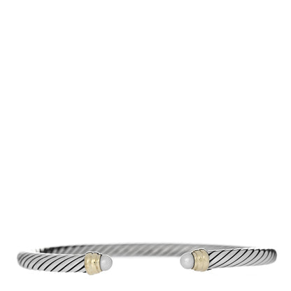 David Yurman Sterling Silver 14K Yellow Gold Pearl 5mm Cable Classics Petite Color Bracelet 1 of 3