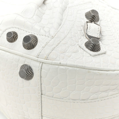 Balenciaga Extra Supple Calfskin Crocodile Embossed Medium Le Cagole Shoulder Bag White 16 of 18
