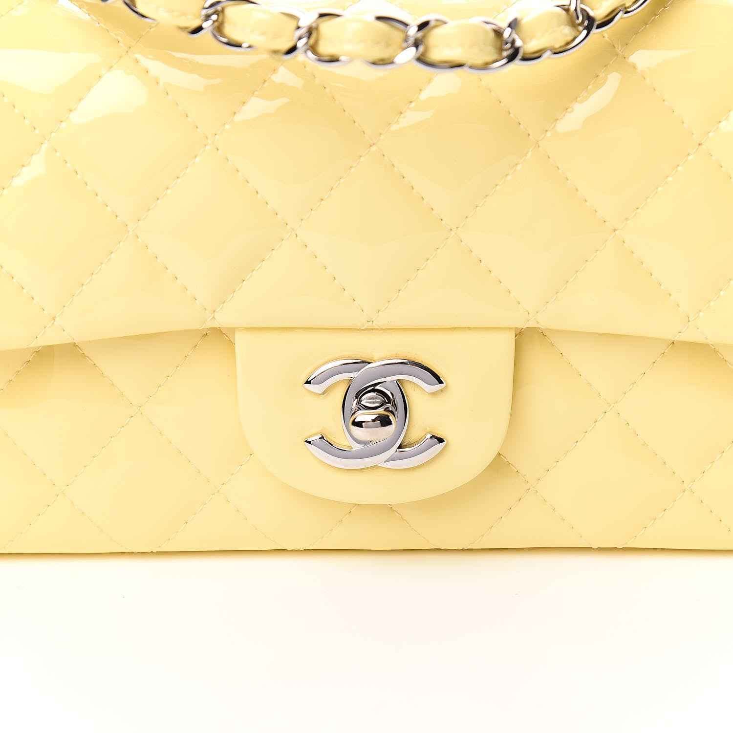 Chanel Patent Quilted Mini Rectangular Flap Yellow 10 of 11