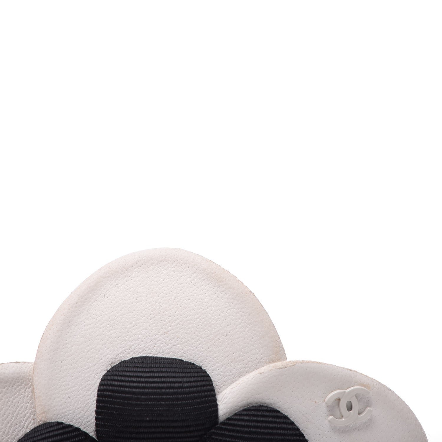 Chanel Lambskin Grosgrain Camellia Brooch Black White 4 of 8