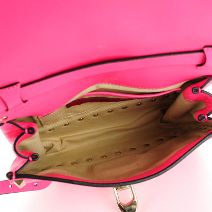 Valentino Garavani Vitello Mini Rockstud Flap Saddle Crossbody Bag Fuxia Fluo 5 of 7