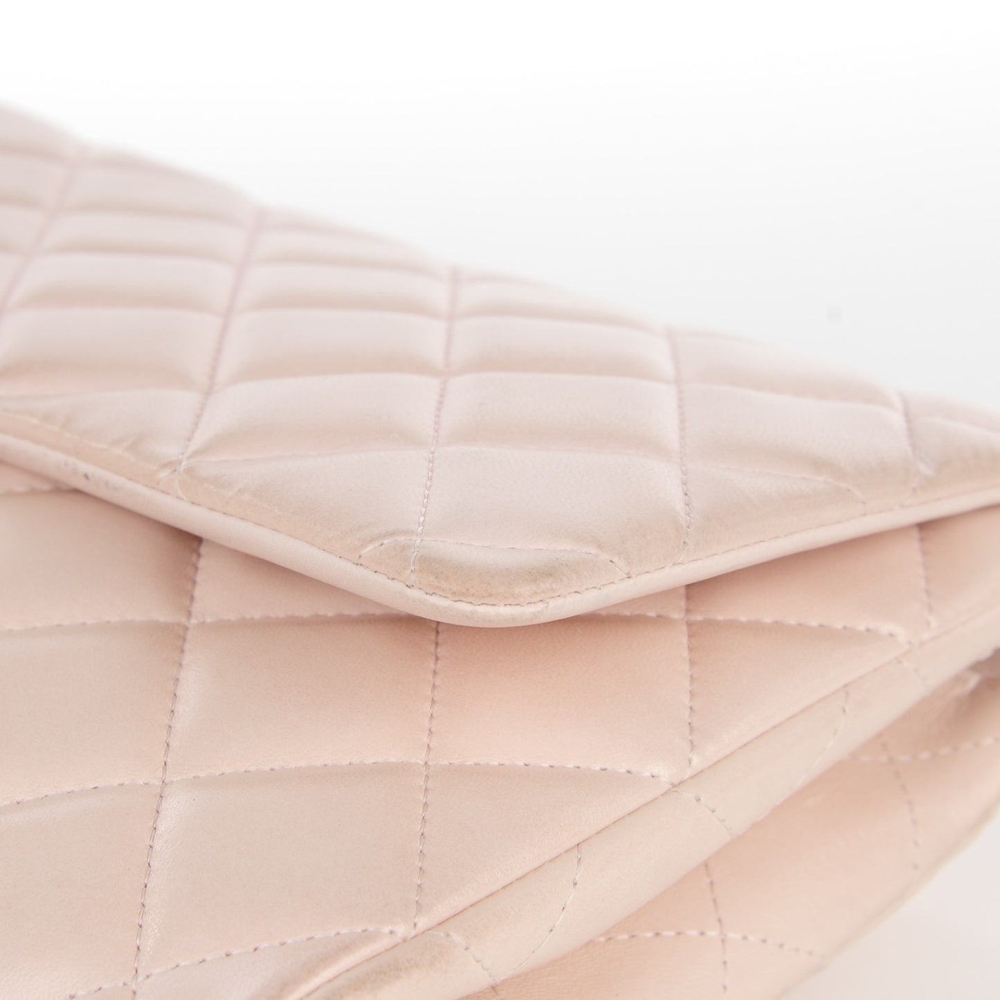 Lambskin Quilted Clutch With Chain Flap Light Pink