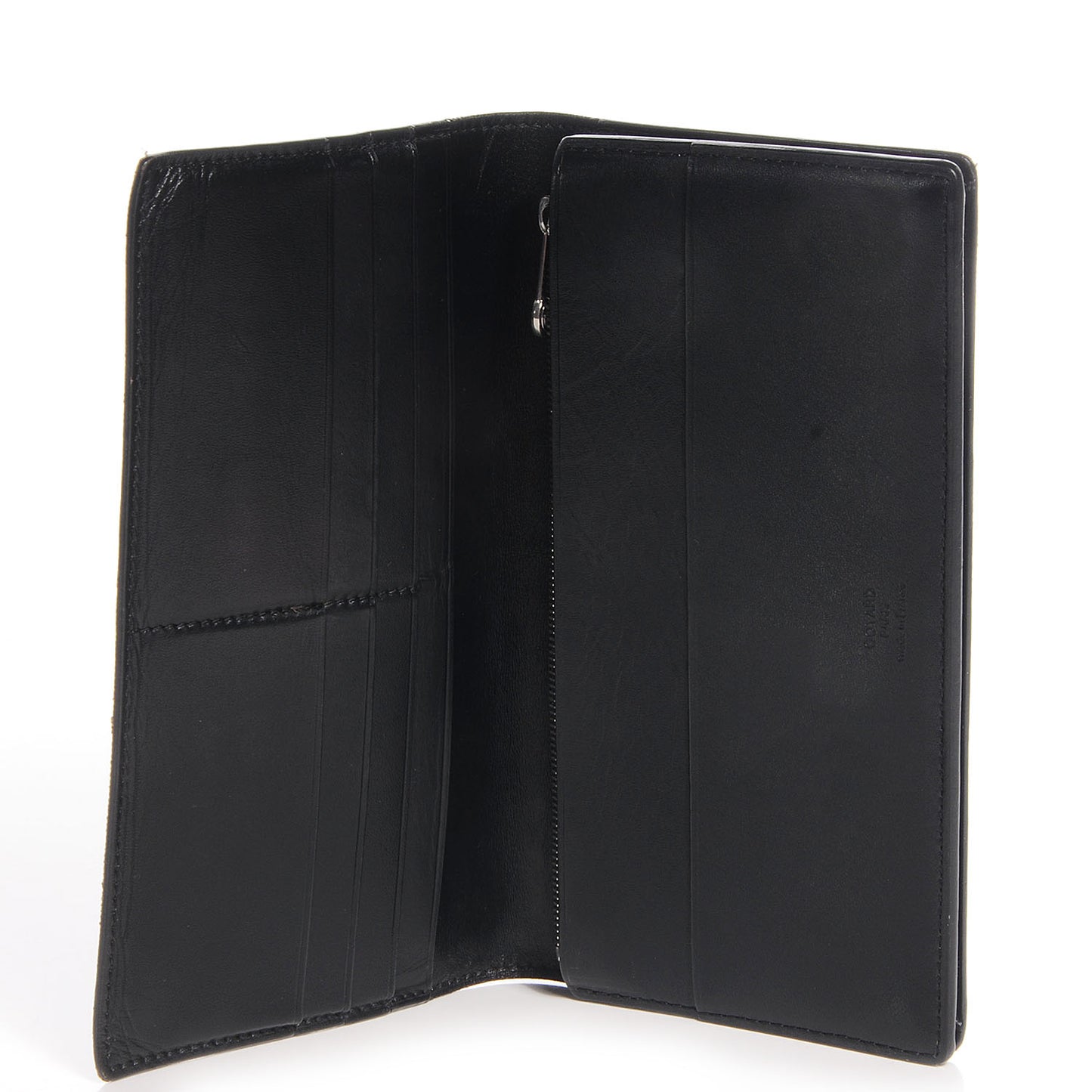 Coated Canvas Chevron Long Bi-Fold Wallet Black