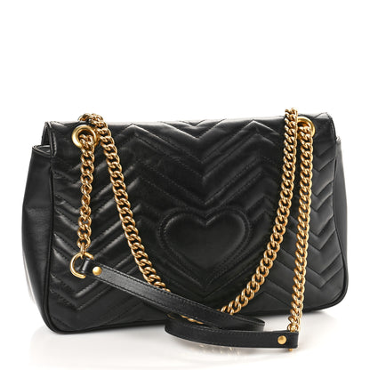 Gucci Calfskin Matelasse Medium GG Marmont Shoulder Bag Black 2 of 9