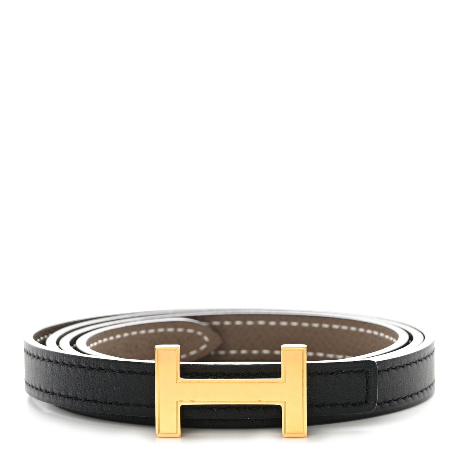 Hermes Swift Epsom 13mm Focus Belt 85 34 Black Etoupe 1 of 6