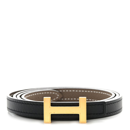 Hermes Swift Epsom 13mm Focus Belt 85 34 Black Etoupe 1 of 6