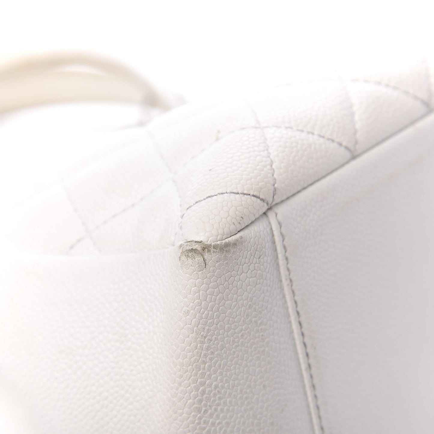 Caviar Quilted Grand Shopping Tote GST White